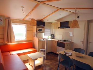 Location mobil home Camping Grossières vue intérieur 