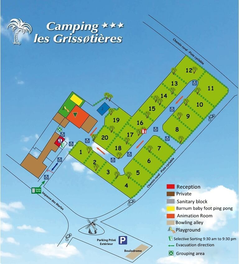 Map of Camping Les Grissotières for rentals